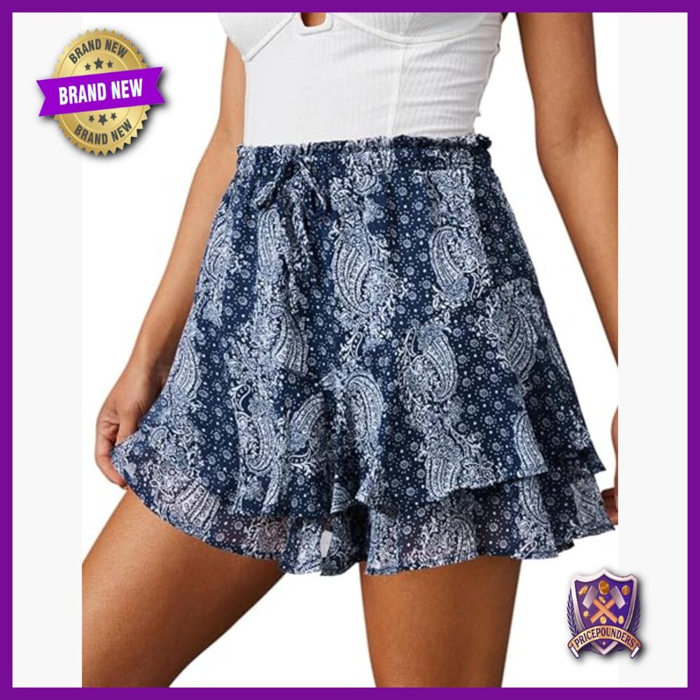 Flowy Skorts with Chiffon Ruffle Tennis Mini Skirt Boho Summer Shorts